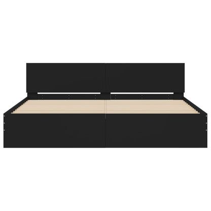 vidaXL Bed Frame | Black | Engineered wood and plywood | 200x200 cm | Modern