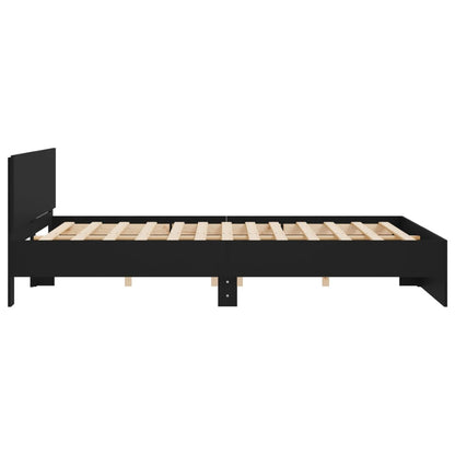 vidaXL Bed Frame | Black | Engineered wood and plywood | 200x200 cm | Modern
