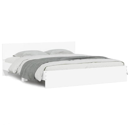 vidaXL Bed Frame | White | Engineered wood, Plywood | Super King | Modern