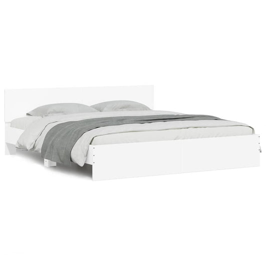 vidaXL Bed Frame | White | Engineered wood, Plywood | Super King | Modern