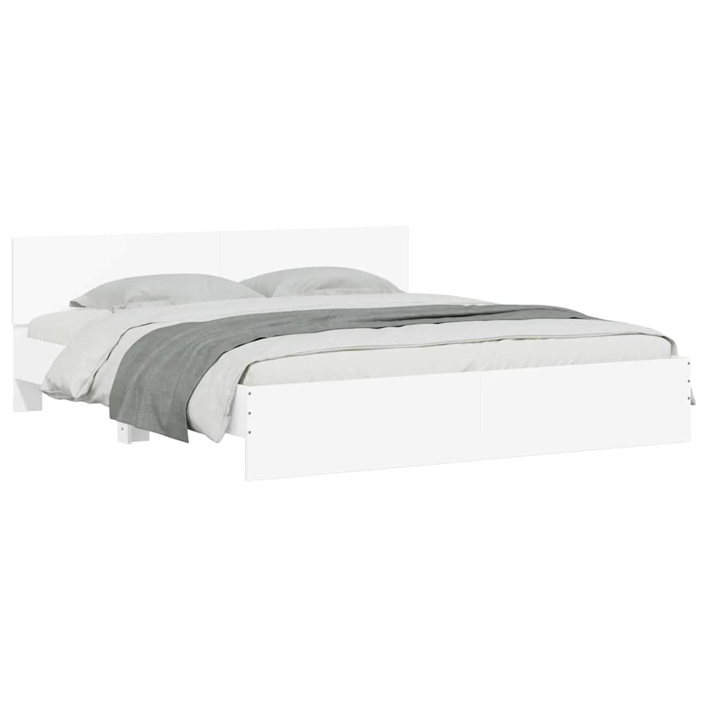 vidaXL Bed Frame | White | Engineered wood, Plywood | Super King | Modern