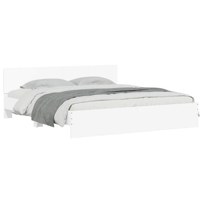 vidaXL Bed Frame | White | Engineered wood, Plywood | Super King | Modern