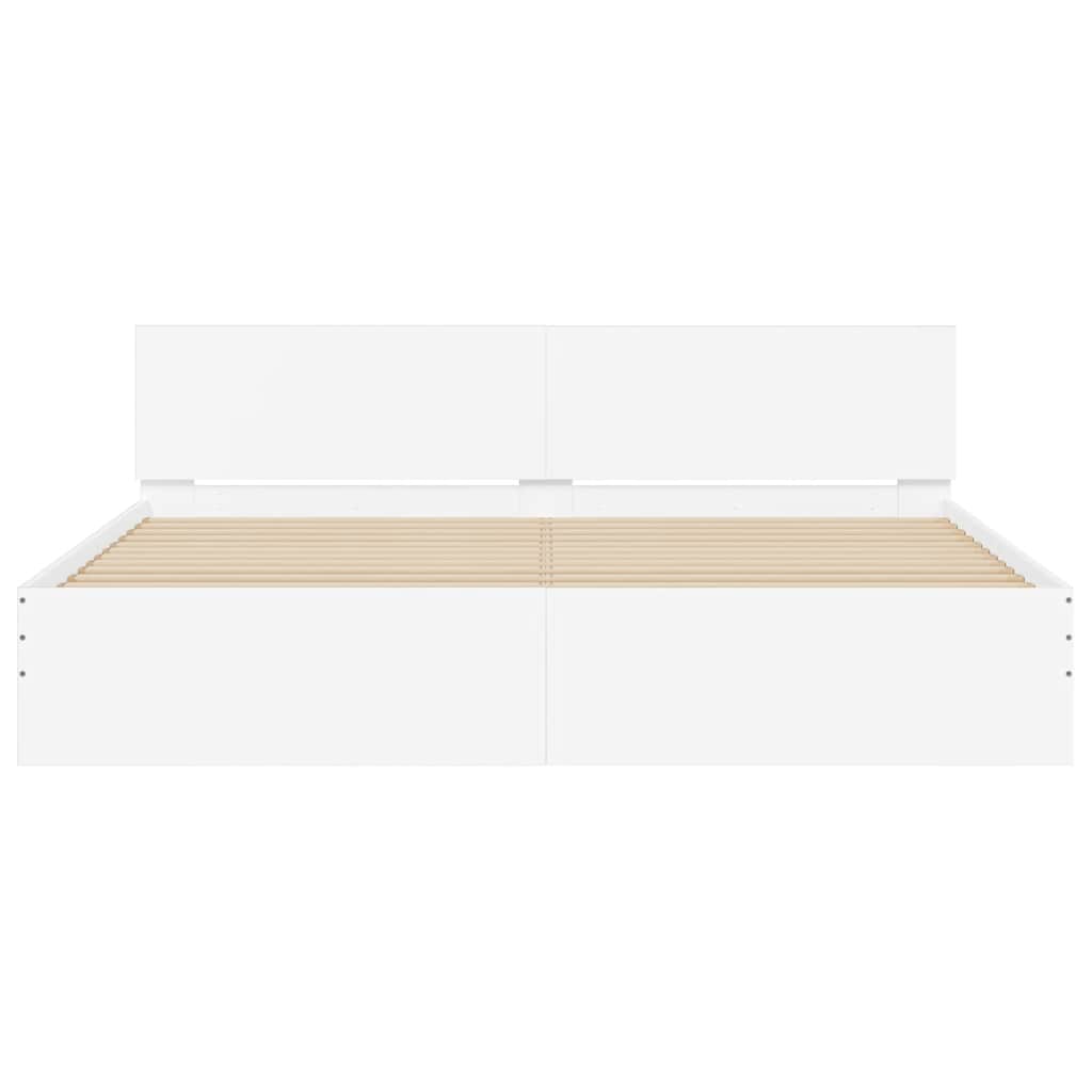 vidaXL Bed Frame | White | Engineered wood, Plywood | Super King | Modern