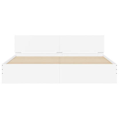 vidaXL Bed Frame | White | Engineered wood, Plywood | Super King | Modern