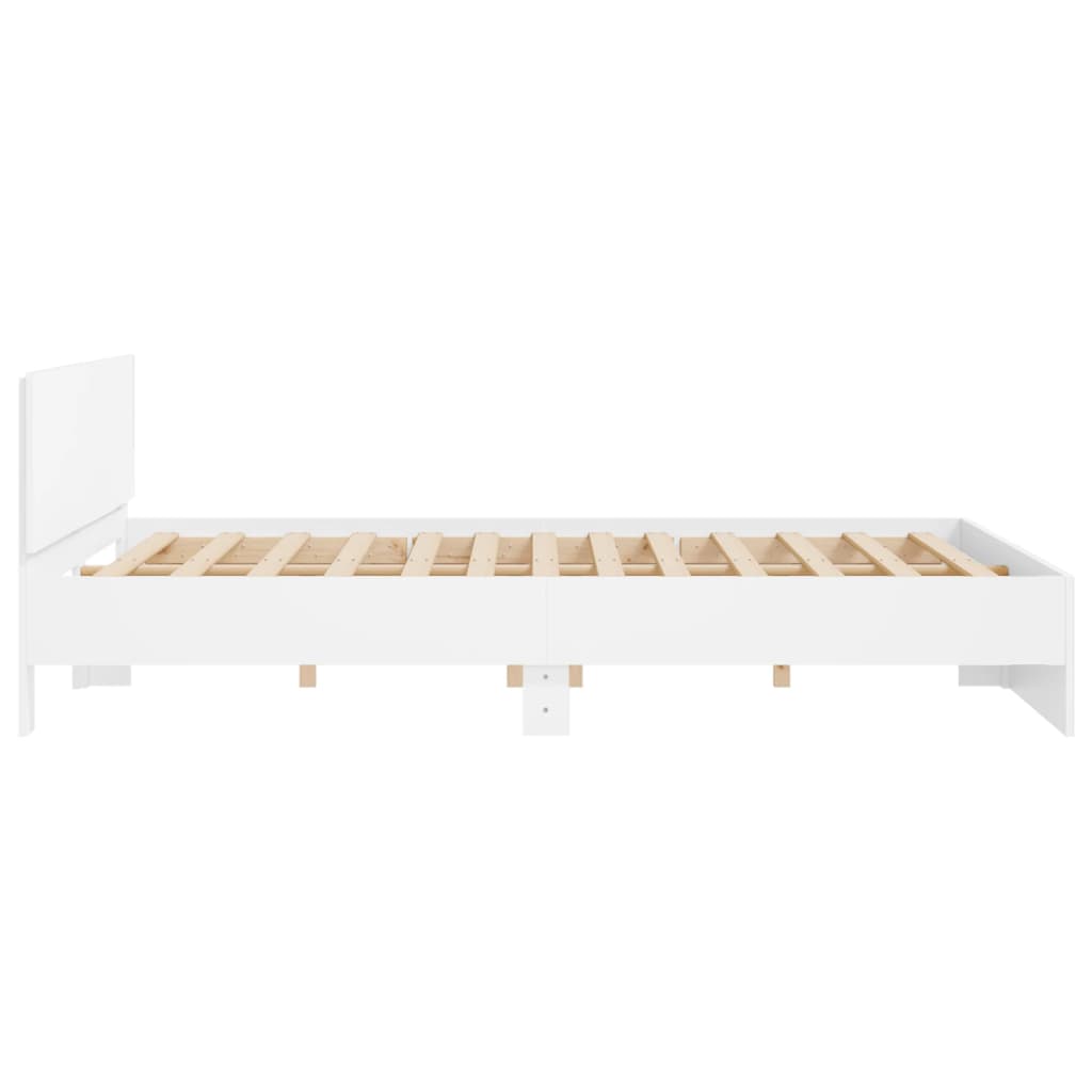 vidaXL Bed Frame | White | Engineered wood, Plywood | Super King | Modern