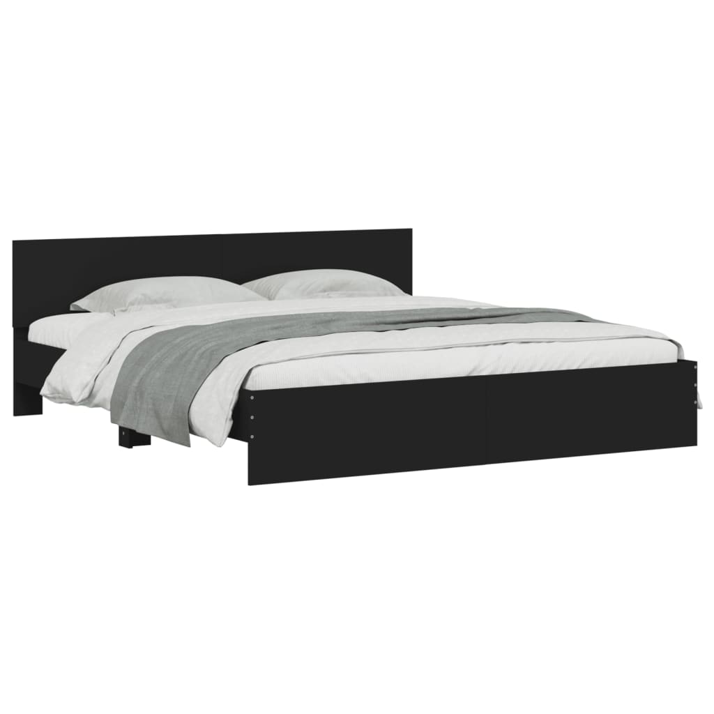 vidaXL Bed Frame | Black | Engineered wood | Super King | Bed Frame