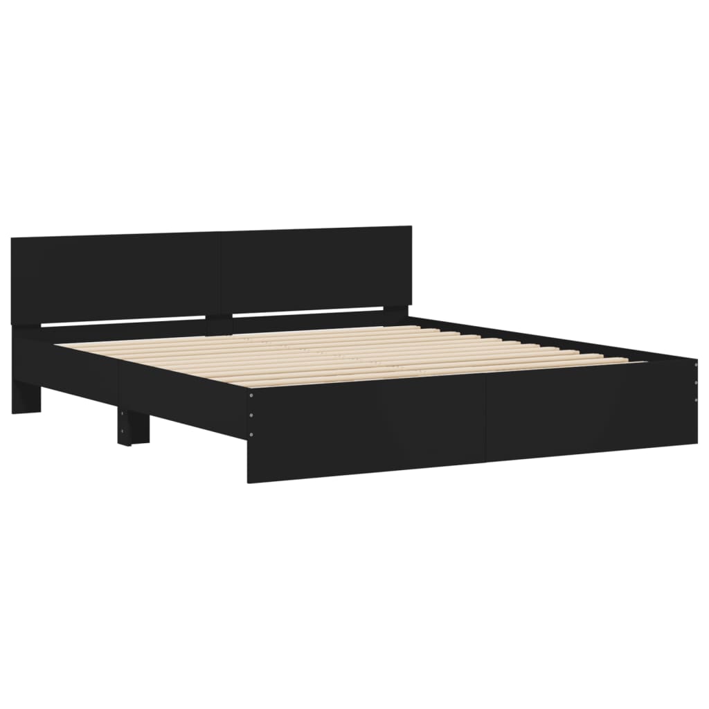 vidaXL Bed Frame | Black | Engineered wood | Super King | Bed Frame