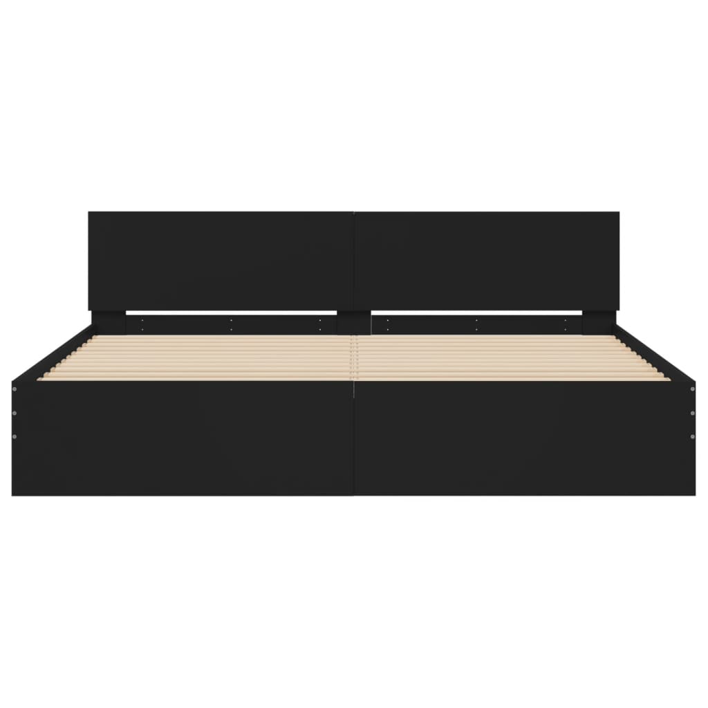 vidaXL Bed Frame | Black | Engineered wood | Super King | Bed Frame