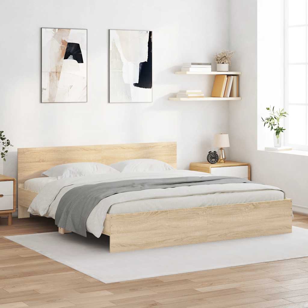vidaXL Bed Frame | Sonoma Oak | Engineered wood | Super King | Durable