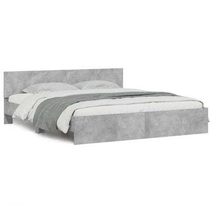 vidaXL Bed Frame | Concrete grey | Engineered wood, Plywood | Super King