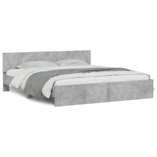 vidaXL Bed Frame | Concrete grey | Engineered wood, Plywood | Super King