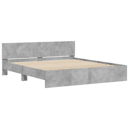 vidaXL Bed Frame | Concrete grey | Engineered wood, Plywood | Super King