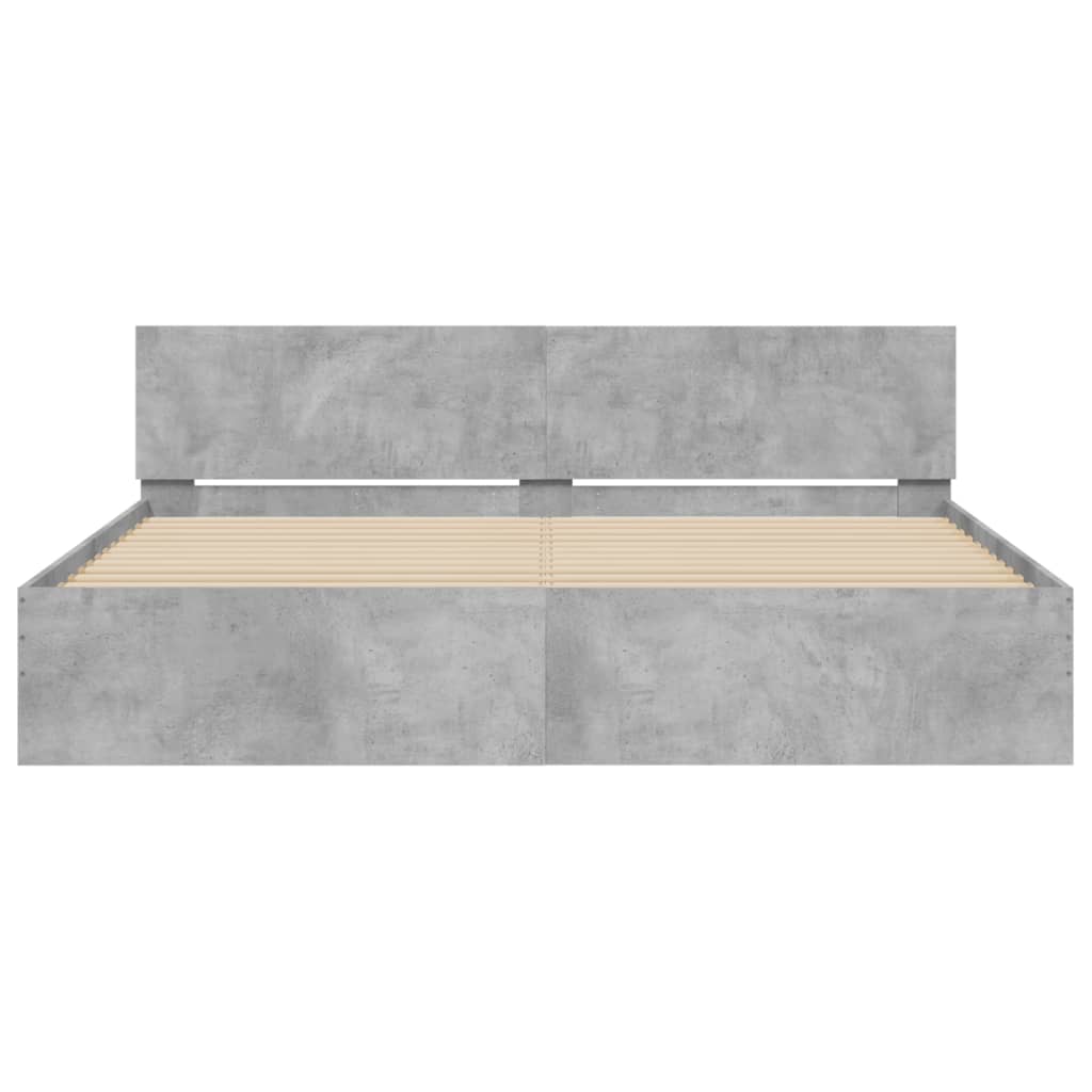 vidaXL Bed Frame | Concrete grey | Engineered wood, Plywood | Super King