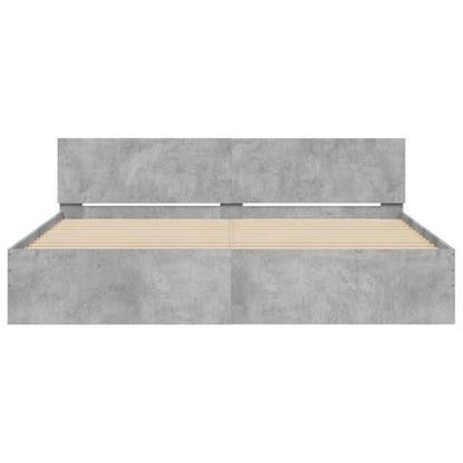 vidaXL Bed Frame | Concrete grey | Engineered wood, Plywood | Super King