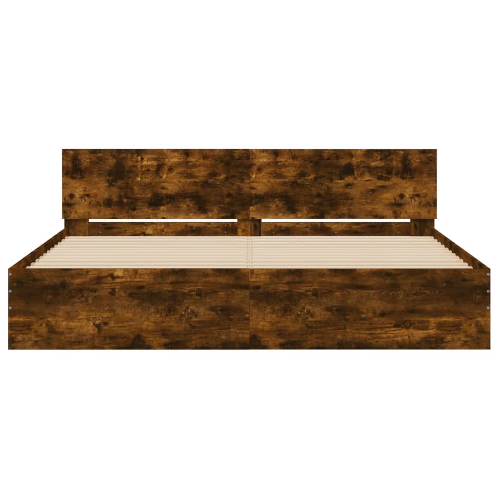 vidaXL Bed Frame | Smoked Oak | Engineered Wood, Plywood | Super King | Durable