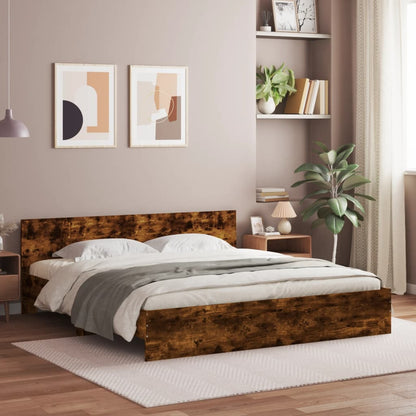 vidaXL Bed Frame | Smoked Oak | Engineered Wood, Plywood | Super King | Durable