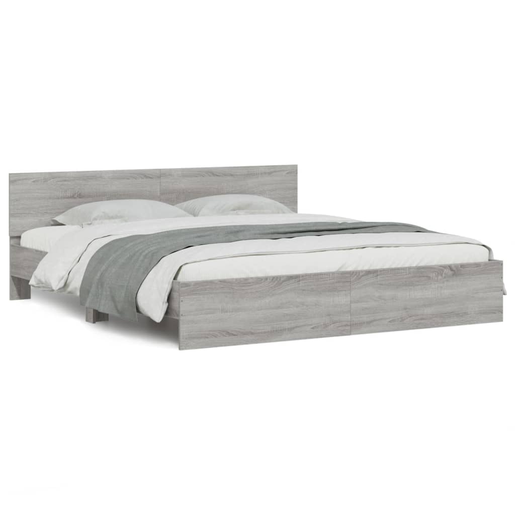 vidaXL Bed Frame | Grey Sonoma | Engineered wood, Plywood | Super King | Durable