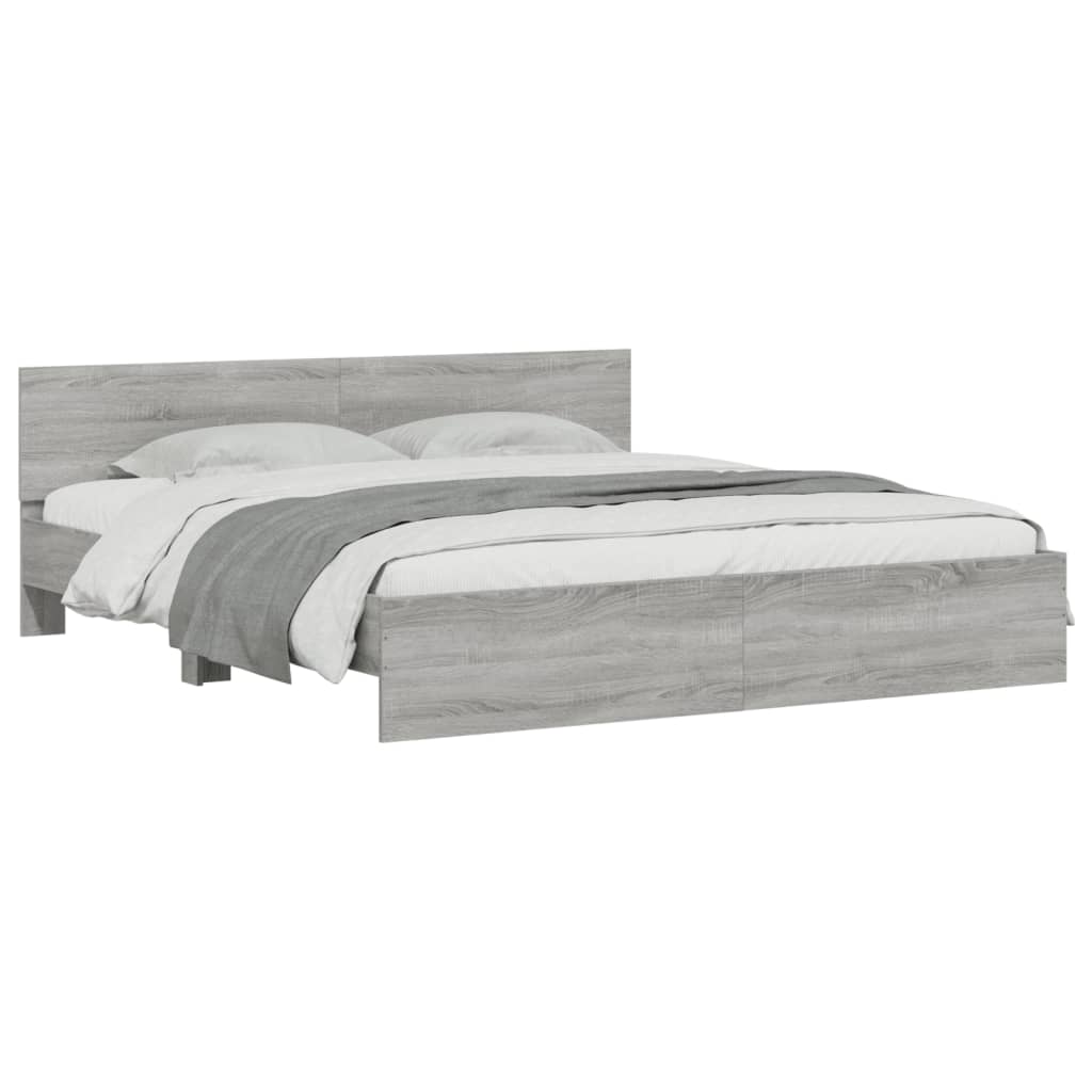 vidaXL Bed Frame | Grey Sonoma | Engineered wood, Plywood | Super King | Durable