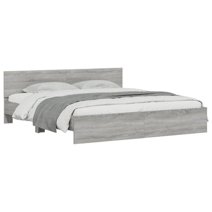 vidaXL Bed Frame | Grey Sonoma | Engineered wood, Plywood | Super King | Durable