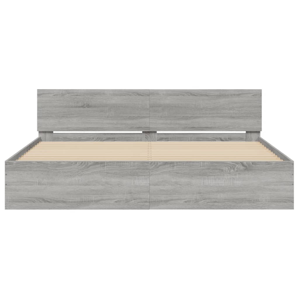 vidaXL Bed Frame | Grey Sonoma | Engineered wood, Plywood | Super King | Durable