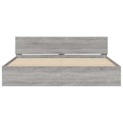 vidaXL Bed Frame | Grey Sonoma | Engineered wood, Plywood | Super King | Durable