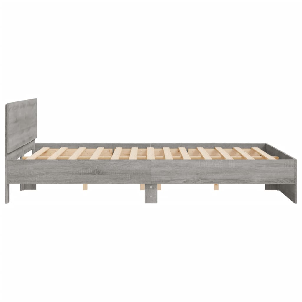 vidaXL Bed Frame | Grey Sonoma | Engineered wood, Plywood | Super King | Durable