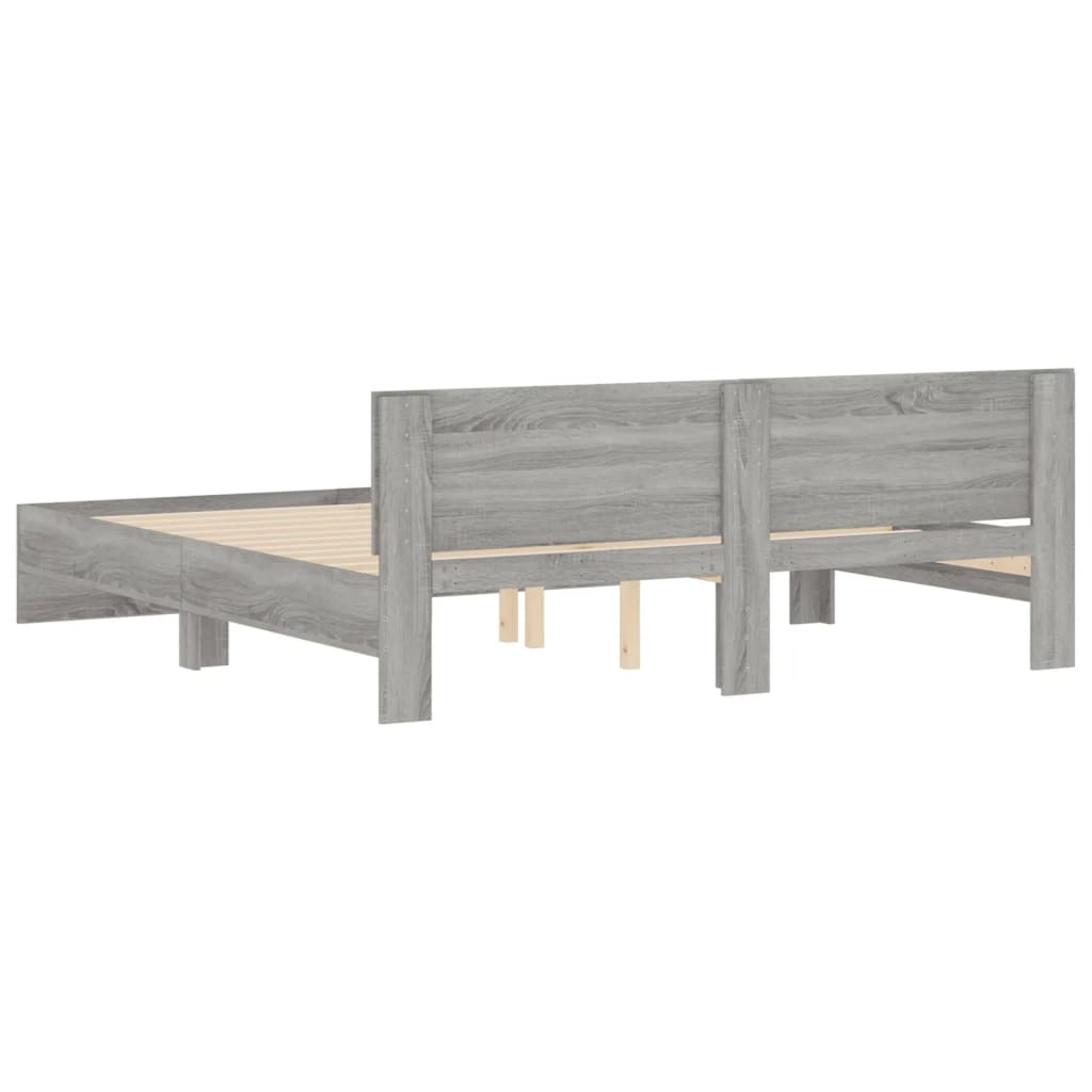 vidaXL Bed Frame | Grey Sonoma | Engineered wood, Plywood | Super King | Durable