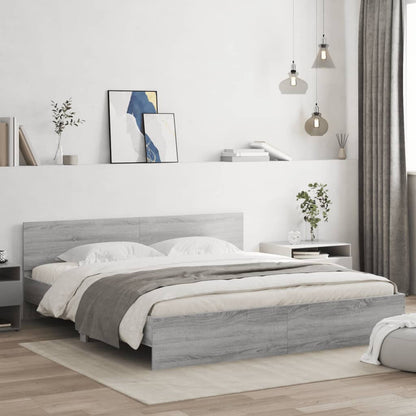vidaXL Bed Frame | Grey Sonoma | Engineered wood, Plywood | Super King | Durable
