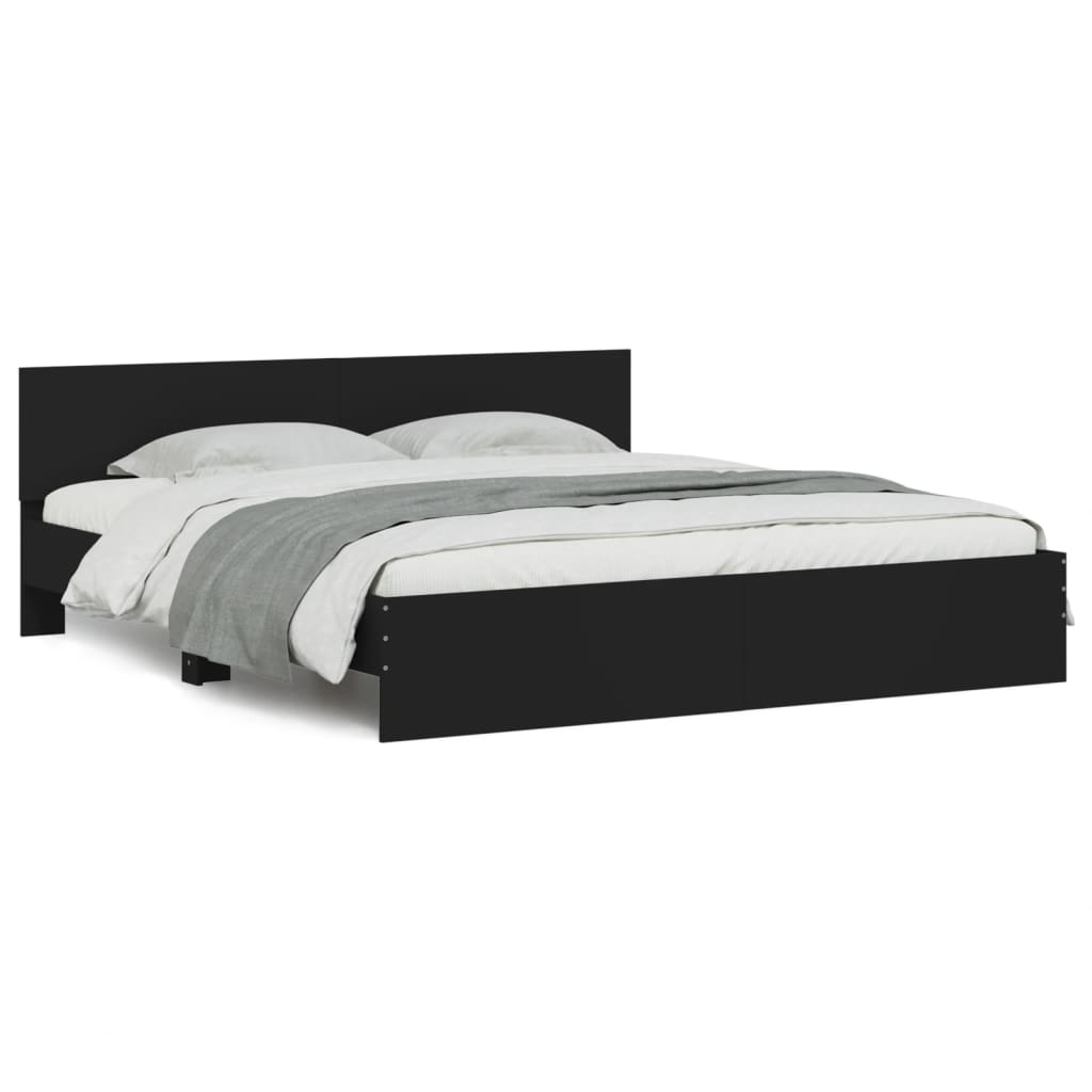 vidaXL Bed Frame | Black | Engineered wood, Plywood | Double | Durable