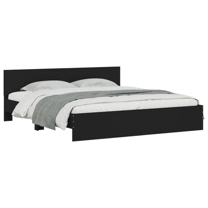 vidaXL Bed Frame | Black | Engineered wood, Plywood | Double | Durable