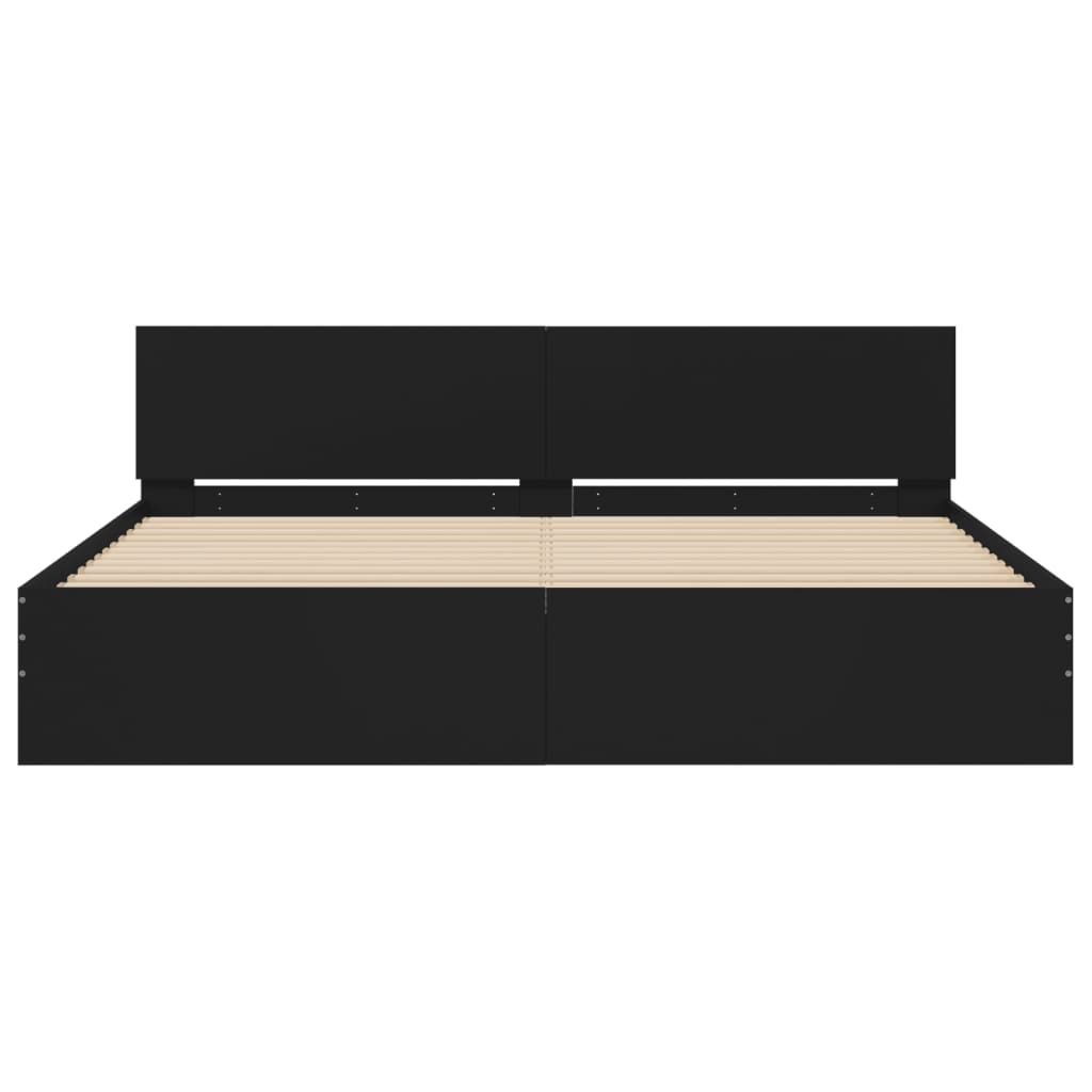 vidaXL Bed Frame | Black | Engineered wood, Plywood | Double | Durable