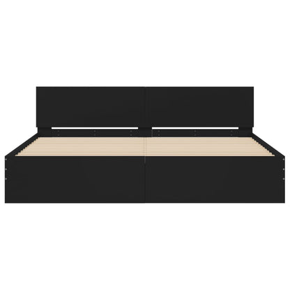 vidaXL Bed Frame | Black | Engineered wood, Plywood | Double | Durable