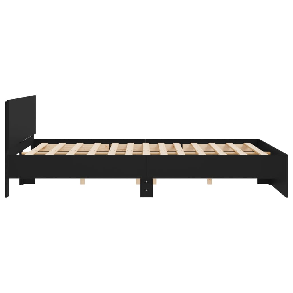 vidaXL Bed Frame | Black | Engineered wood, Plywood | Double | Durable
