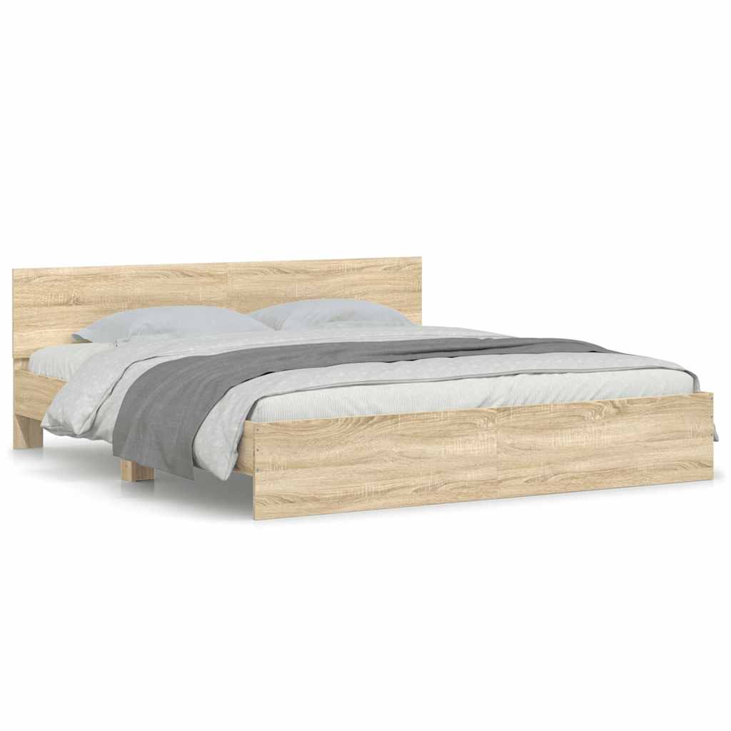 vidaXL Bed Frame | Sonoma oak | Engineered wood, Plywood | Double | Durable