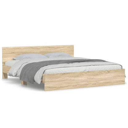 vidaXL Bed Frame | Sonoma oak | Engineered wood, Plywood | Double | Durable