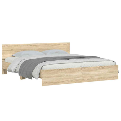 vidaXL Bed Frame | Sonoma oak | Engineered wood, Plywood | Double | Durable