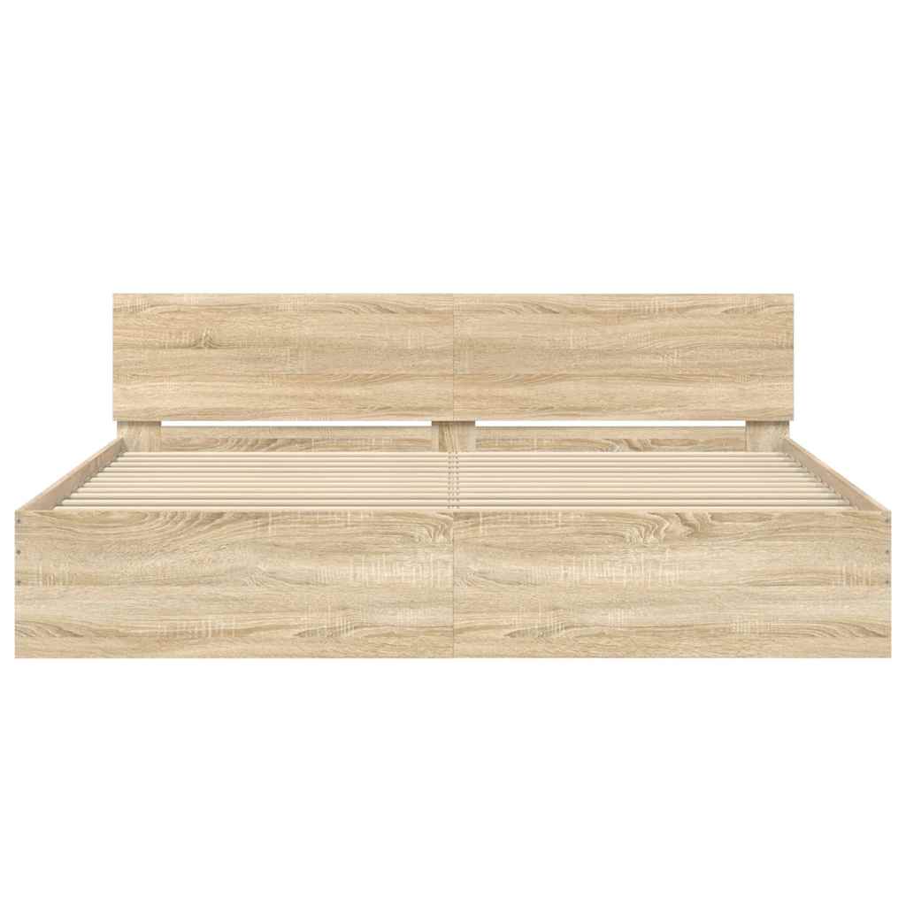vidaXL Bed Frame | Sonoma oak | Engineered wood, Plywood | Double | Durable