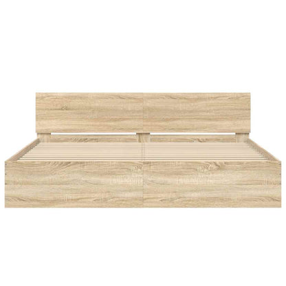 vidaXL Bed Frame | Sonoma oak | Engineered wood, Plywood | Double | Durable