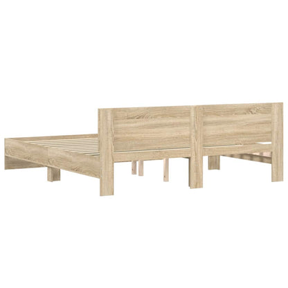 vidaXL Bed Frame | Sonoma oak | Engineered wood, Plywood | Double | Durable
