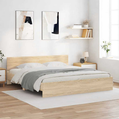 vidaXL Bed Frame | Sonoma oak | Engineered wood, Plywood | Double | Durable