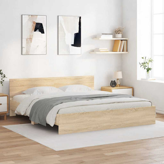 vidaXL Bed Frame | Sonoma oak | Engineered wood, Plywood | Double | Durable