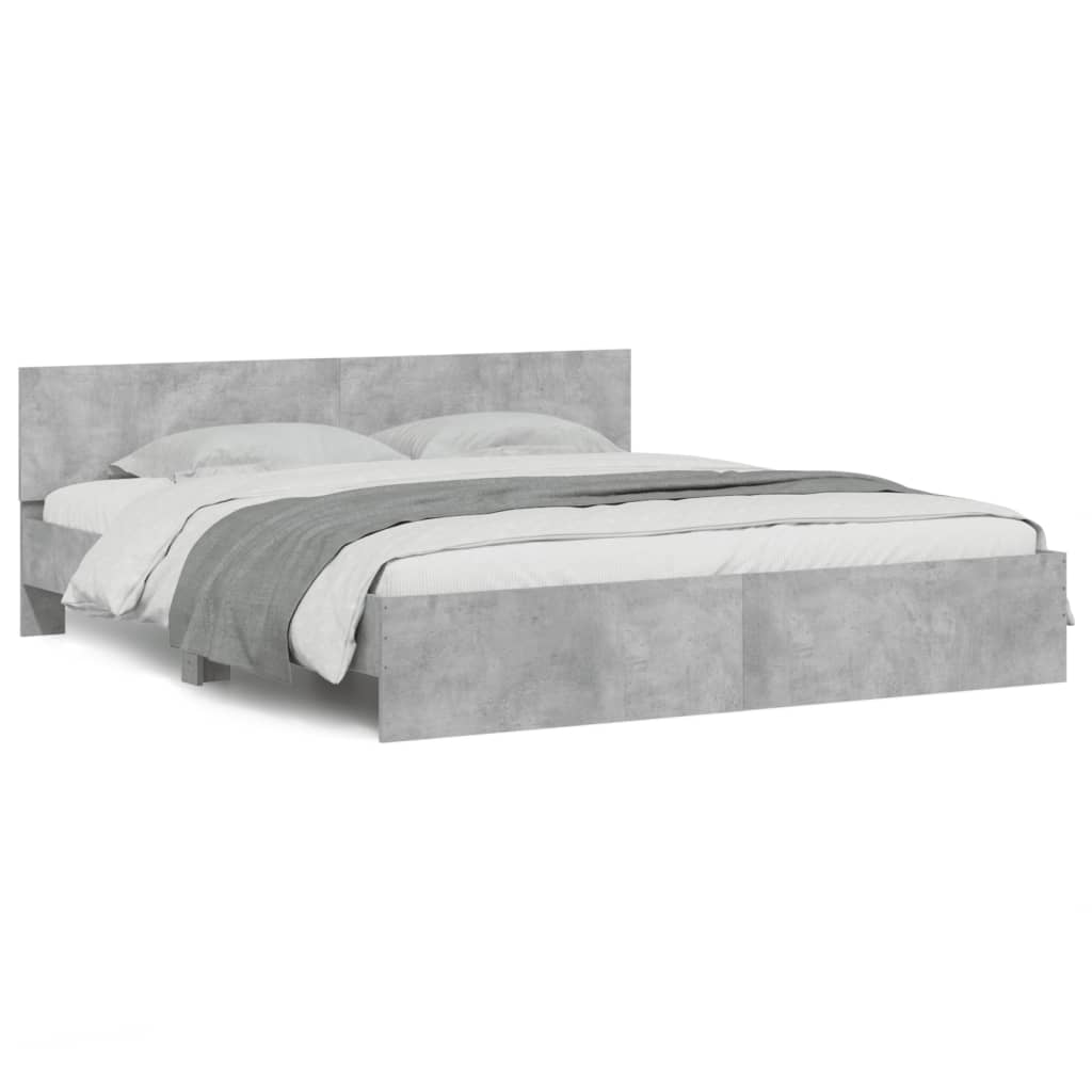 vidaXL Bed Frame | Concrete grey | Engineered wood | Double | Durable