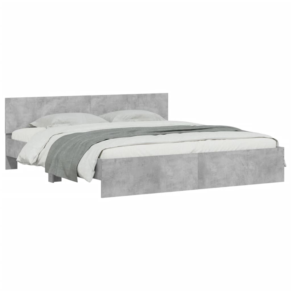 vidaXL Bed Frame | Concrete grey | Engineered wood | Double | Durable