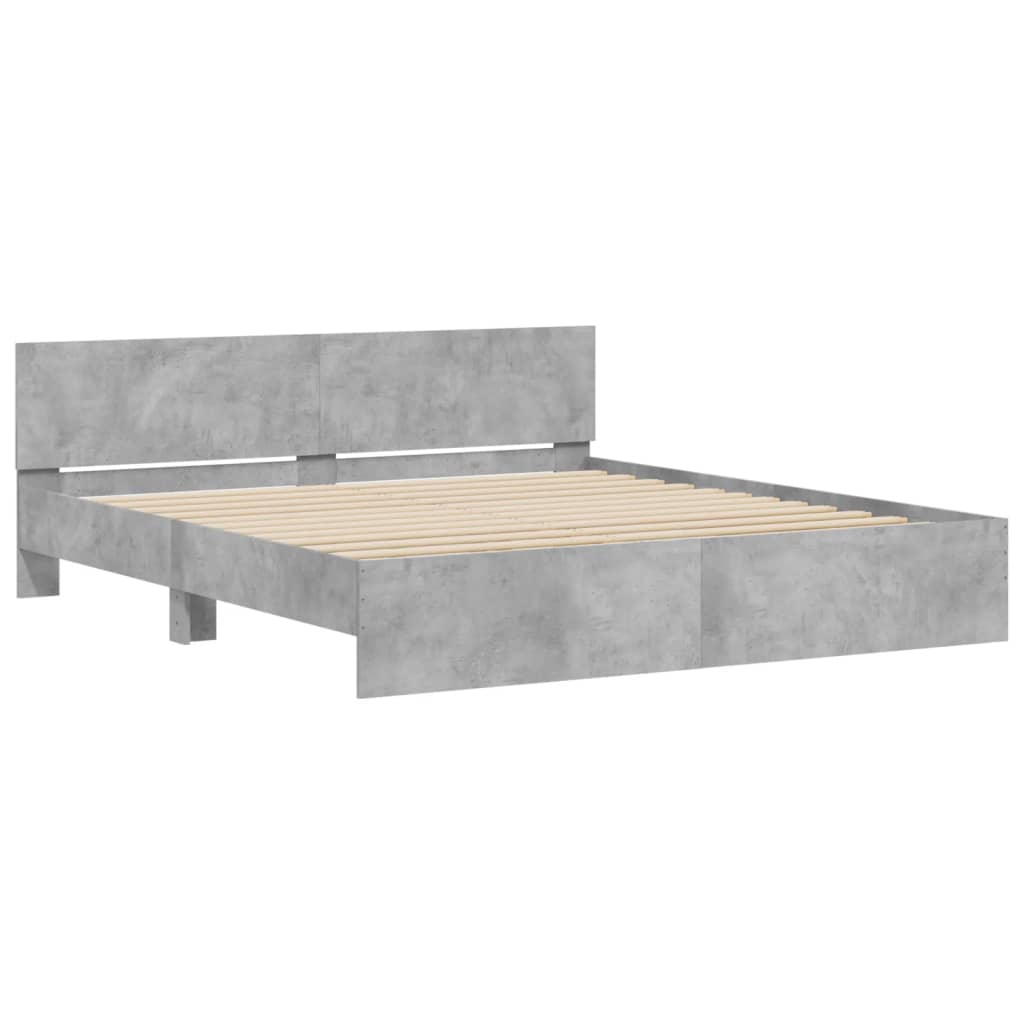 vidaXL Bed Frame | Concrete grey | Engineered wood | Double | Durable