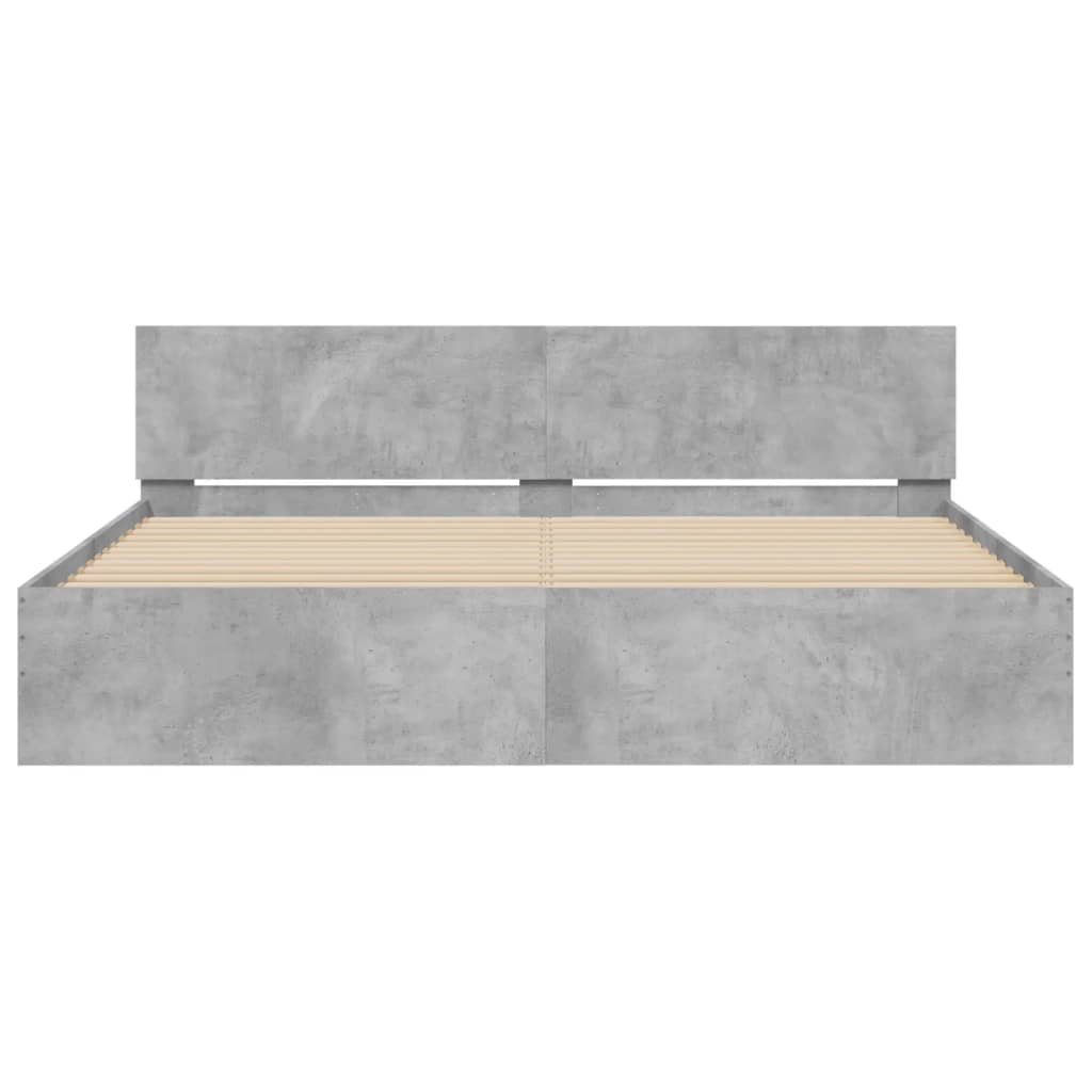 vidaXL Bed Frame | Concrete grey | Engineered wood | Double | Durable