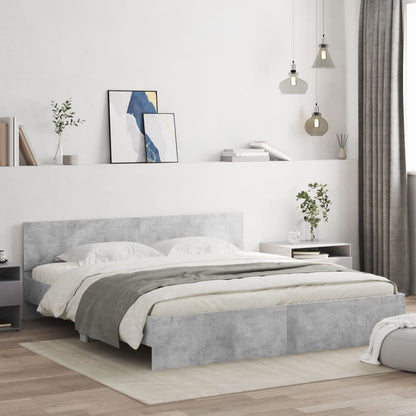 vidaXL Bed Frame | Concrete grey | Engineered wood | Double | Durable