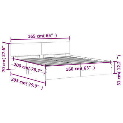 vidaXL Bed Frame without Mattress Grey Sonoma 160x200 cm