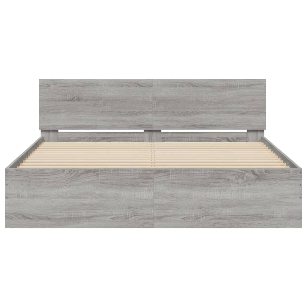 vidaXL Bed Frame without Mattress Grey Sonoma 150x200 cm King Size