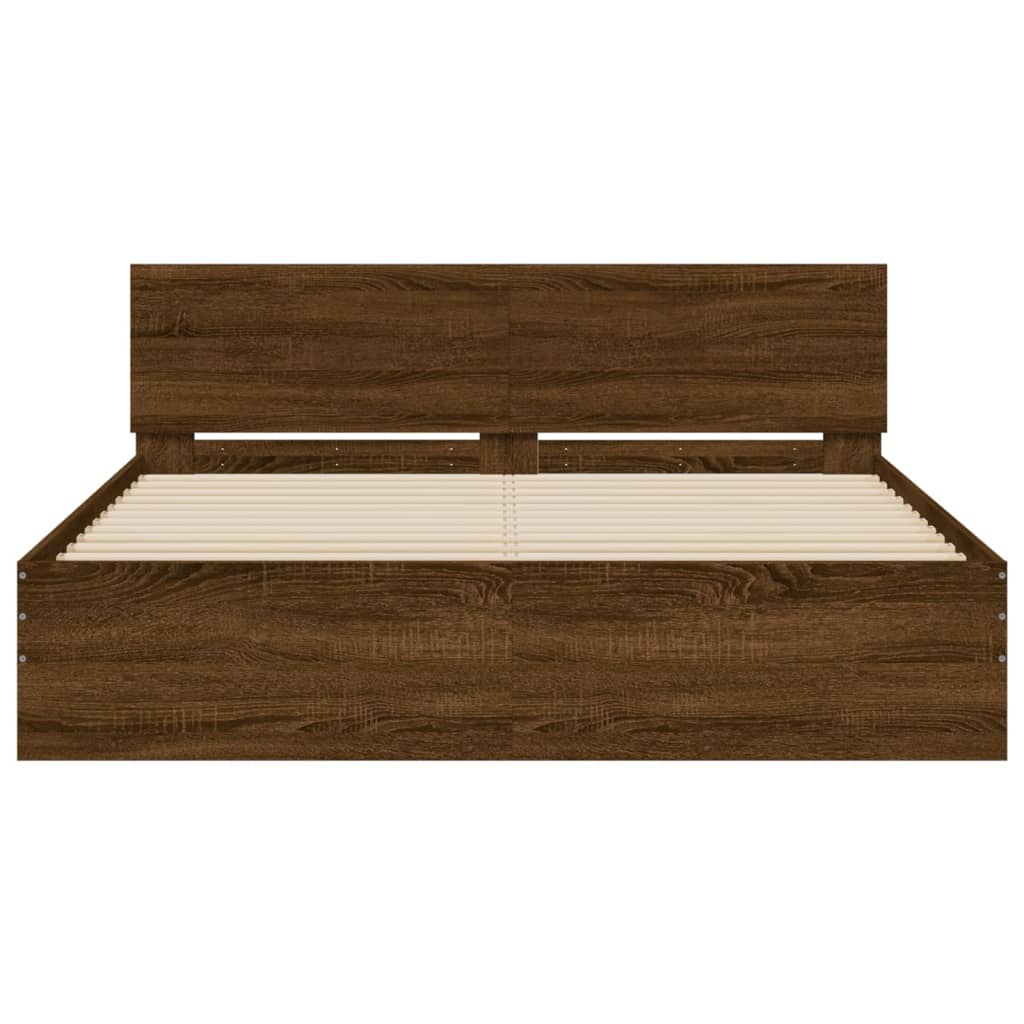 vidaXL Bed Frame | Brown Oak | Engineered Wood | King |  Modern  | Bed Frame