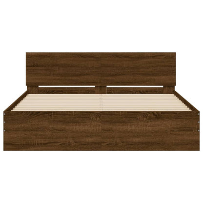 vidaXL Bed Frame | Brown Oak | Engineered Wood | King |  Modern  | Bed Frame